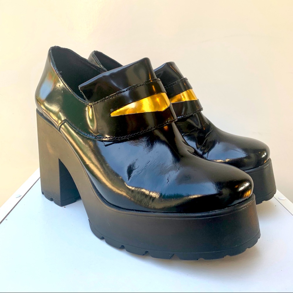 Miista Alexia Platform Black Patent Leather Loafer